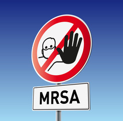 Schild Achtung MRSA 3D vektor mit Himmel