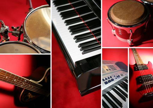 Collage of musical instruments