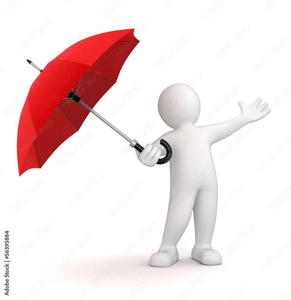 Poster man with umbrella (clipping path included)