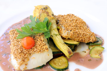 Steamed fish with sesame