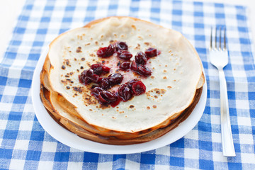 Thin pancakes on a plate