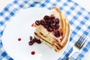 Thin pancakes on a plate