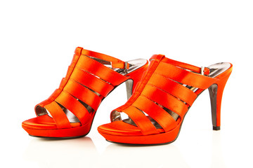 High heel women shoes on white background