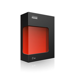 Black Modern Software Product Package Box With Red Window