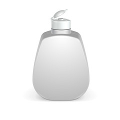 Opened Cosmetic Or Hygiene Grayscale White Plastic Bottle Of Gel