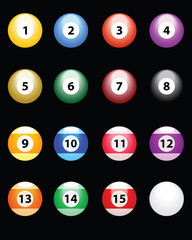 Vector illustration of billiard balls