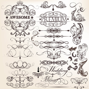 Collection of calligraphic decorative elements for design