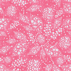 Vector pink abstract leaves seamless pattern background with