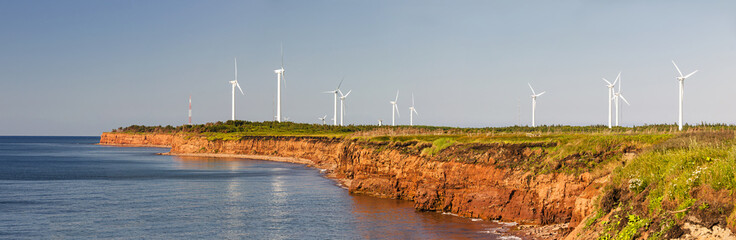 Wind turbines on atlantic coast © Elenathewise