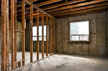 Fototapeta na wymiar Home interior gutted for renovation