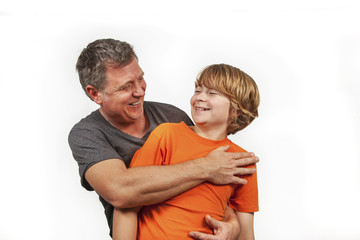 Fototapeta premium father and happy son hugging