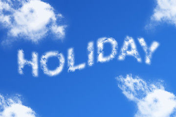 Naklejka na ściany i meble Holiday - cloud word on blue background