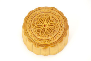 Moon cake isolated on white