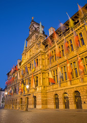 Fototapeta na wymiar Antwerp - Town hall in dusk