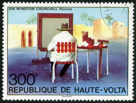 REPUBLIC OF UPPER VOLTA - 1975: showsSir Winston  Churchill