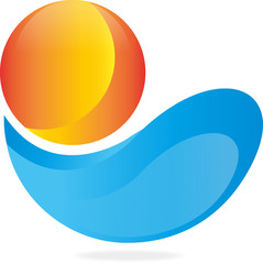 Sonne, Wellen, Logo, Tropfen, 3D