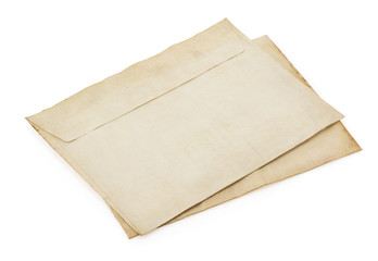 old retro envelope on white