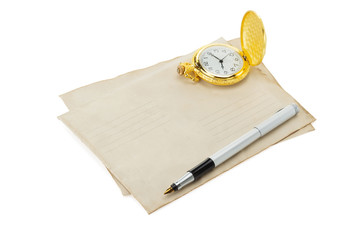 old retro envelope on white
