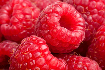 Ripe rasberry background. Close up macro shot of raspberries