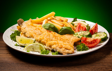 Fish dish - fried fish fillet and vegetables