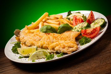 Fish dish - fried fish fillet and vegetables