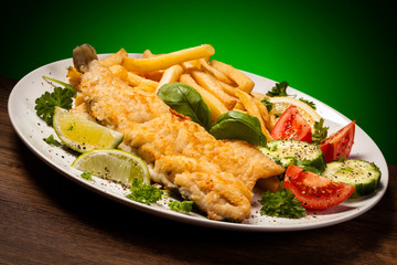 Fish dish - fried fish fillet and vegetables