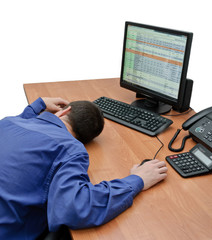 Man asleep at the computer