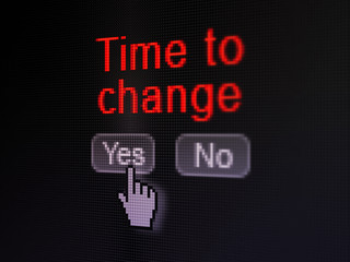 Time concept: Time to Change on digital computer screen