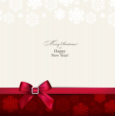 Greeting card with red bow.