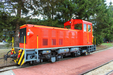 Little red train in Hungary