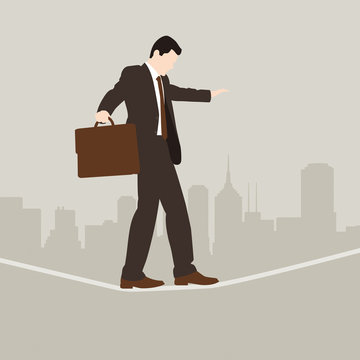 Gesch&auml;ftsmann, Balance, Seile - Illustration