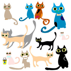 Cats, vector set.