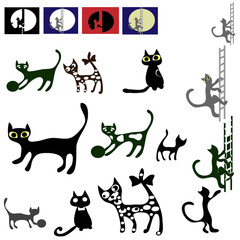 Cats vector silhouette set.