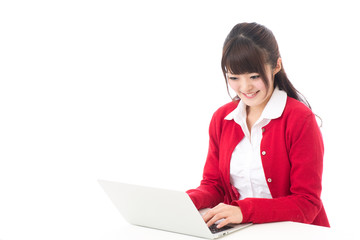 attractive asian woman using laptop