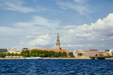 Fototapeta premium Riga view on old city from the river