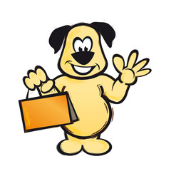 Hund winkt Shopping-Bag Einkaufstasche AI EPS PDF