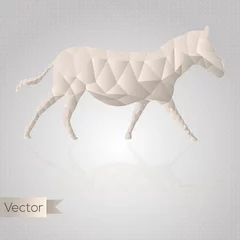 Foto auf Acrylglas Geometrische Tiere Abstraktes dreieckiges beige Pferd isoliert auf weißem Hintergrund
