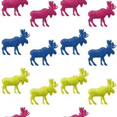 Abstract triangular moose on background. Seamless pattern
