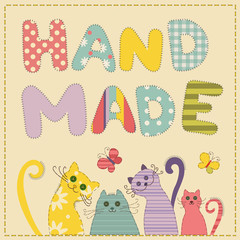 Handmade cat cheerful company applique
