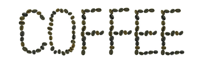 word COFFEE made of coffee beans