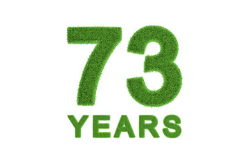 73 Years green grass anniversary number