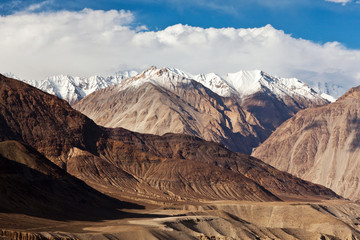 Panorama of mountain landscape in Ladakh, North India