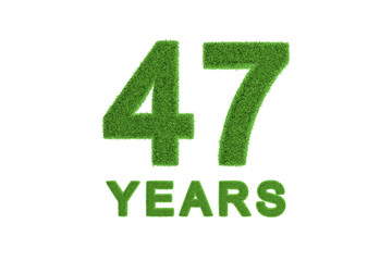 47 Years green grass anniversary numbers