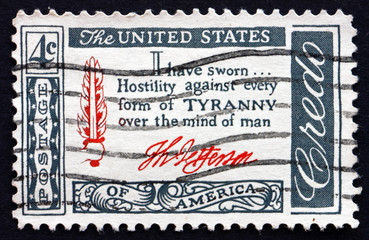 Postage stamp USA 1960 Thomas Jefferson Quotation, Credo