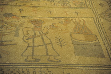 Fototapeta na wymiar Ancient mosaic floor at at Beit Alfa Synagogue, Israel