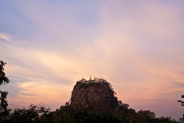 Taungkalat monastery and Mount Popa view at sunrise, Myanmar