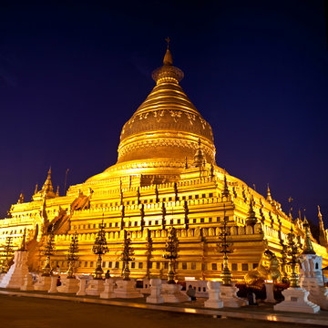 Golden Shwezigon Pagoda in Myanmar