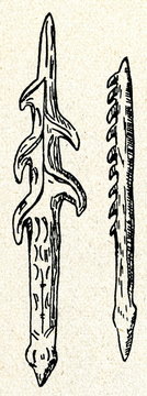 Paleolithic harpoons (Magdalenian culture, France)