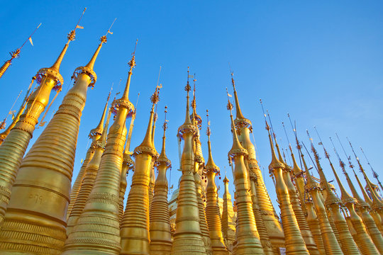 Golden spires at Inn Thein Paya, Indein, Burma