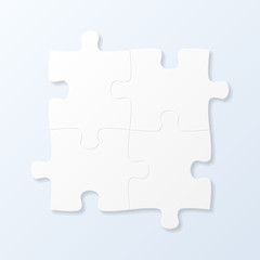 Obraz premium White puzzle pieces on the neutral background. Vector illustrati